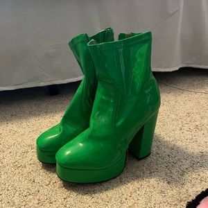 Lime Green Platform Booties